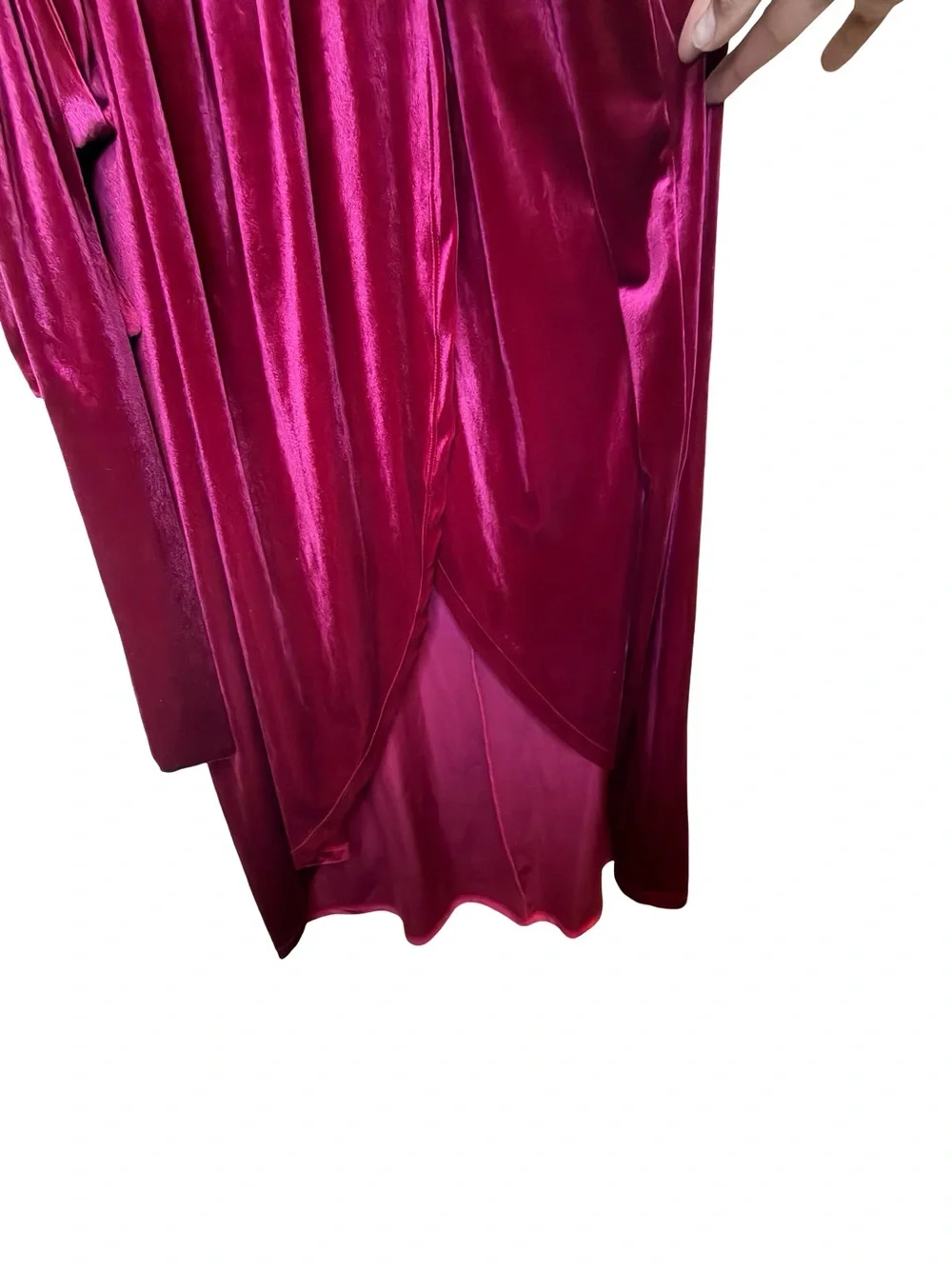 Eloquii Velvet Wrap Midi Dress Berry Magenta Deep V Hi-Low Plus Size 26 - Picture 5 of 6